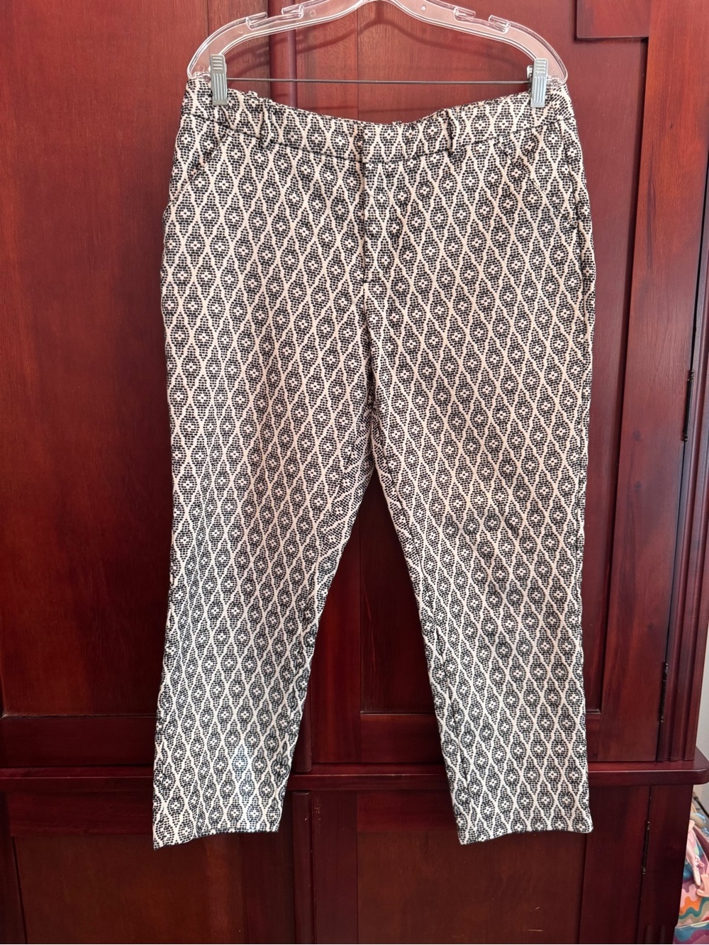 Merona Black & White Geometric Diamond Classic Ankle Trouser Pants Size 12
